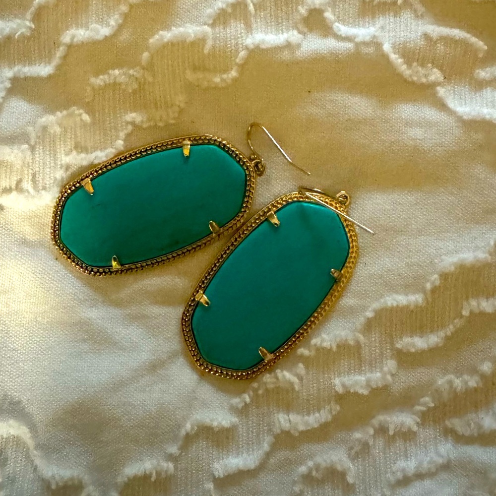 Danielle Gold Statement Earrings in turquoise